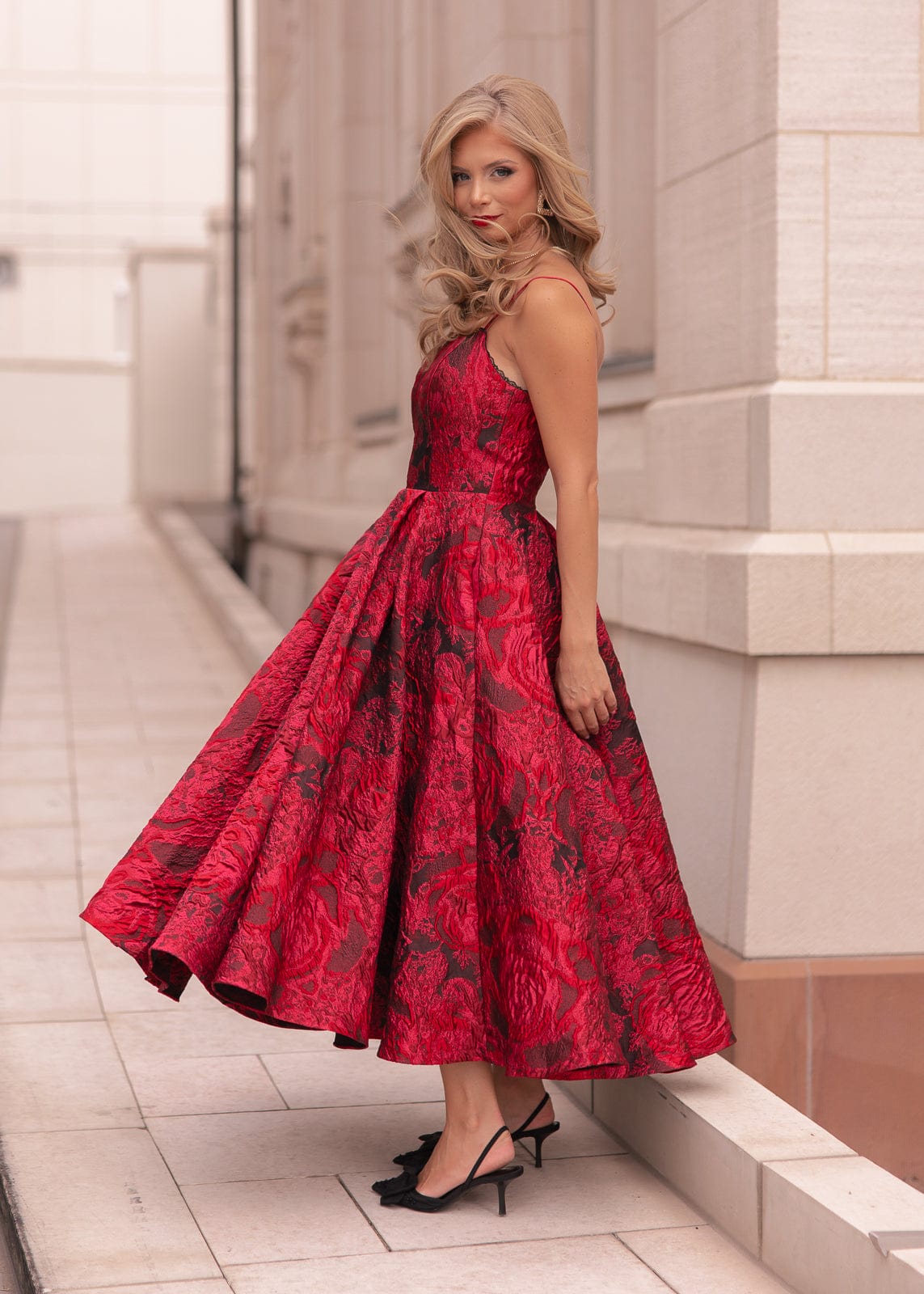 chic size inclusive model wearing JessaKae Kelly Dress