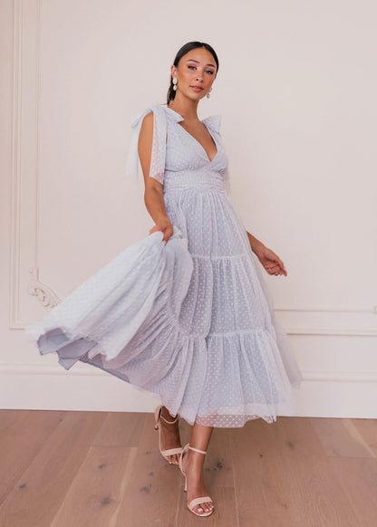 Jeanne Dress Dusty Blue Dresses - JessaKae - Jeanne Dress Dusty Blue - Dusty Blue / XXS
